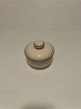 Mikasa MP 001 Japan Beige Ceramic Covered Bowl with Blue Trim